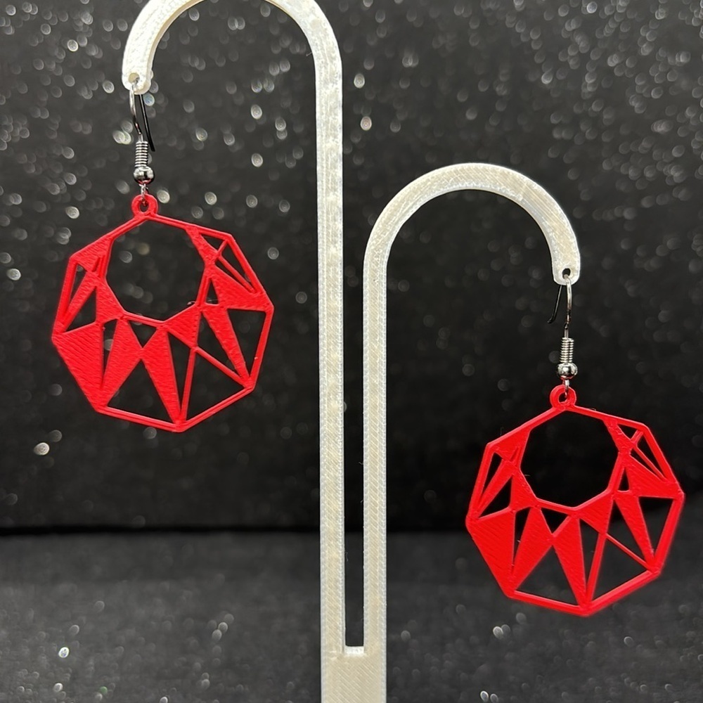 The Bold Geometry Red Earrings - Picture 6 of 6